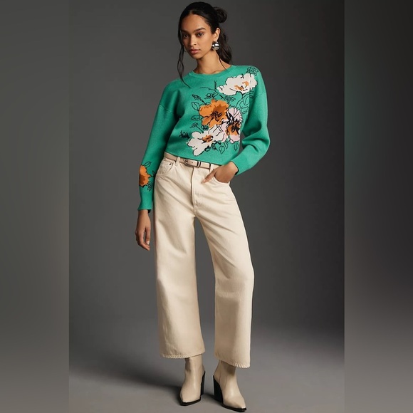 Anthropologie x Sonal Nathwani Camryn Cropped Crewneck Sweater Size XL NWT - Picture 4 of 15